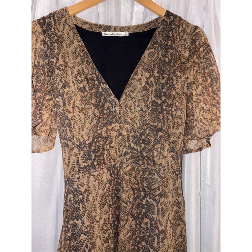 Abercrombie & Fitch Womens Mini Dress Sz Medium Snake Print Sheer 90s Grunge - Picture 3 of 11